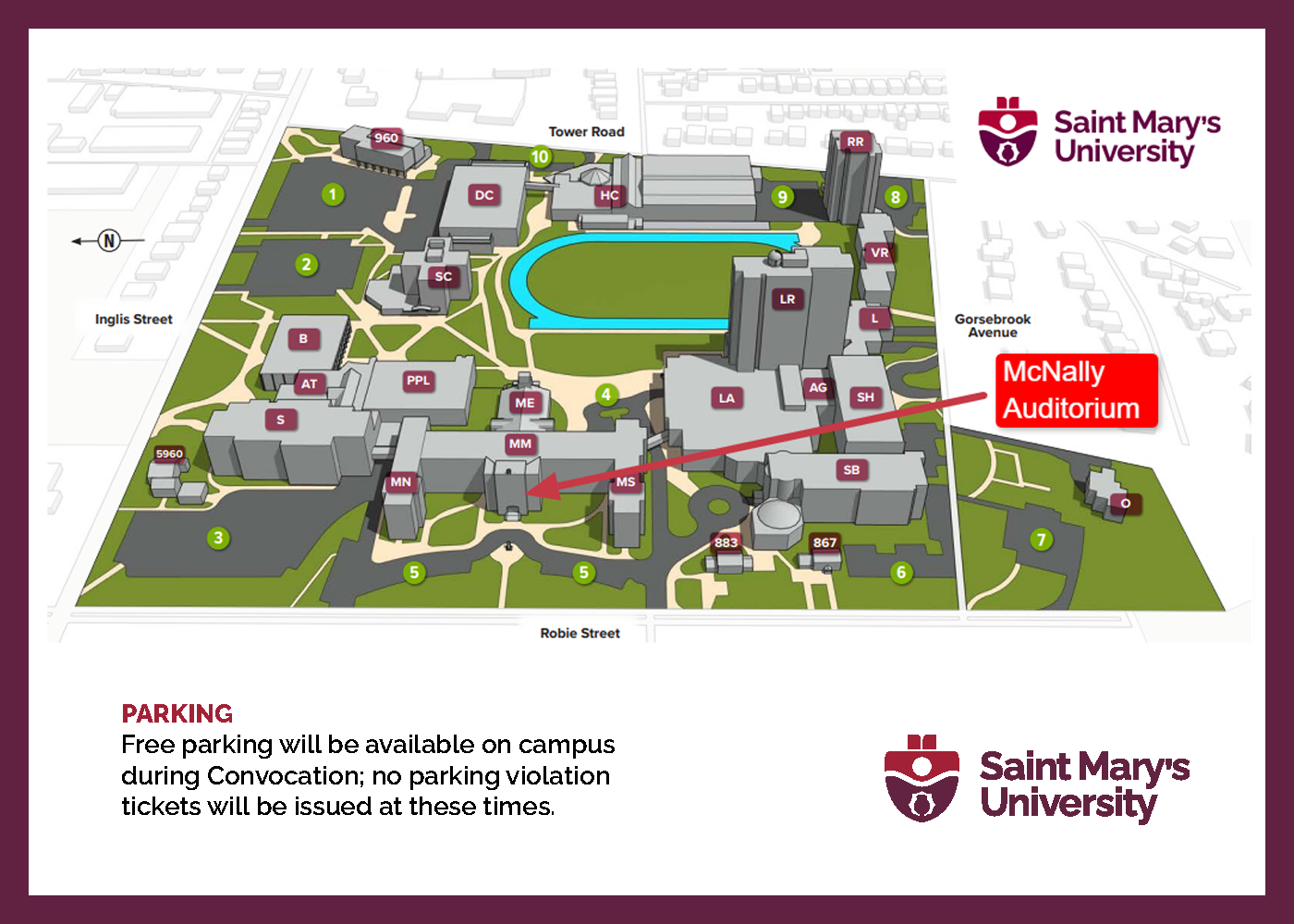 Campus Map/Parking Graduation and Convocation Saint Mary's University