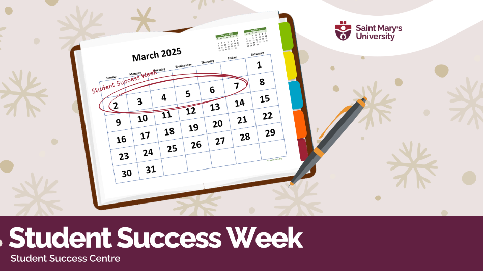 Graphic of a calendar of March with the 3-7 highlighted as Student Success Week.