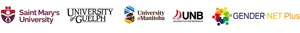 University logos of Saint Mary's, University of Guelph, University of Manitoba, University of New Brunswick and GenderNet Plus